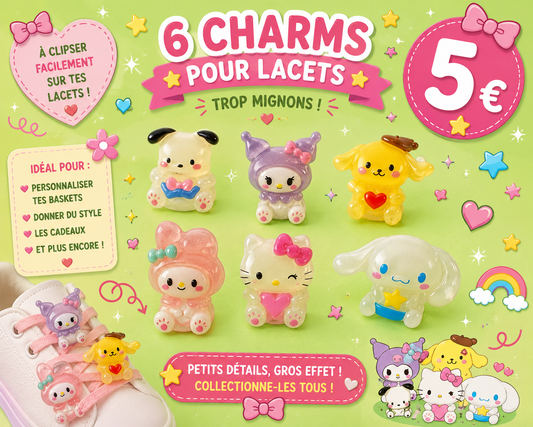 6 charms pour lacets Hello kitty and friends