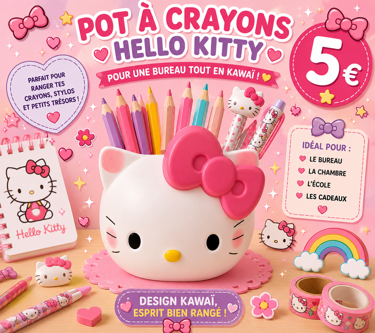 Pot à crayons ou à trésors Hello Kitty