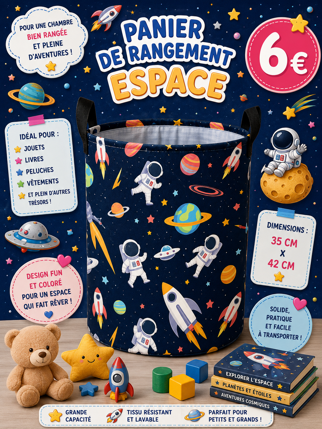 Panier de rangement Espace - Astronautes