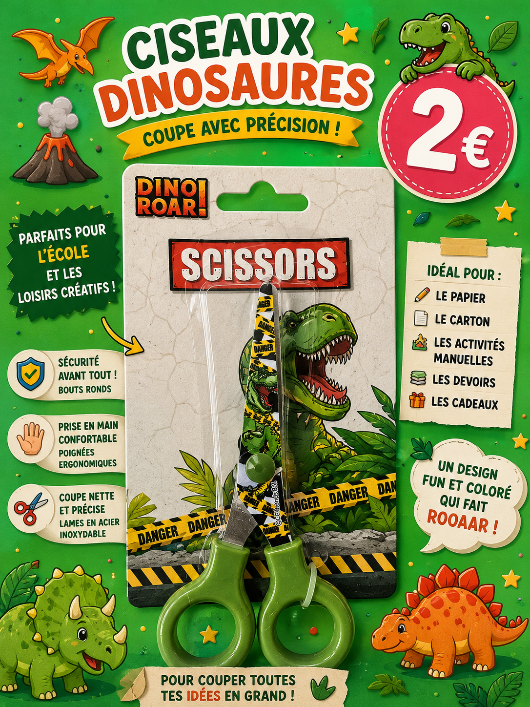 Paire de ciseaux Dinosaures