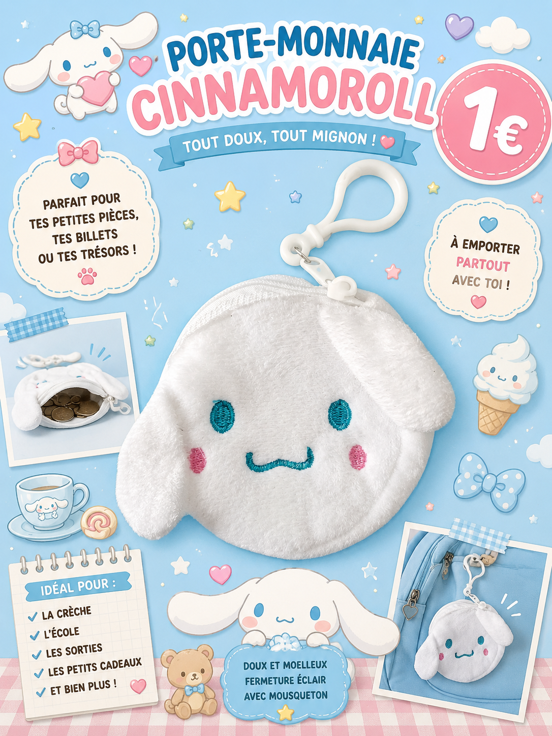 Porte monnaie Cinnamoroll ( Hello Kitty and friends )