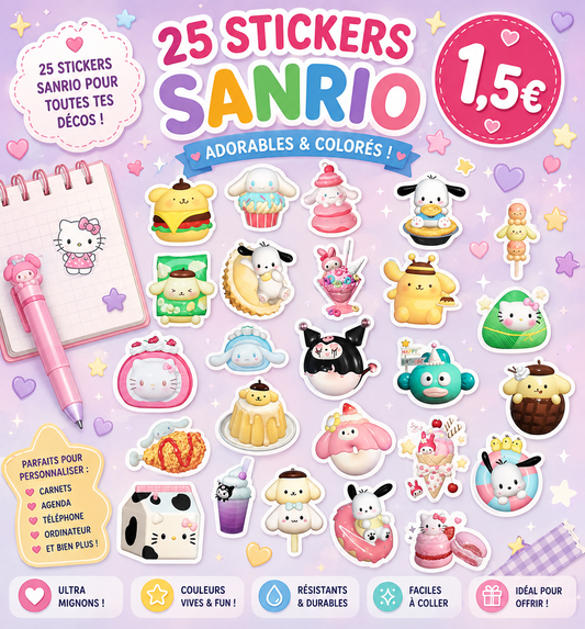 25 stickers Sanrio Hello Kitty and friends