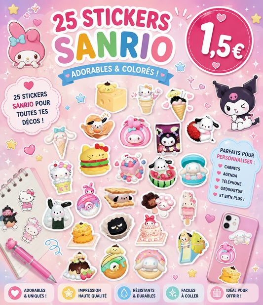 25 stickers Sanrio Hello kitty and friends