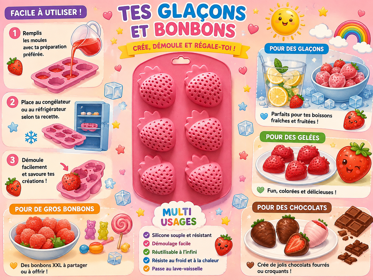 Moule silicone Fraises