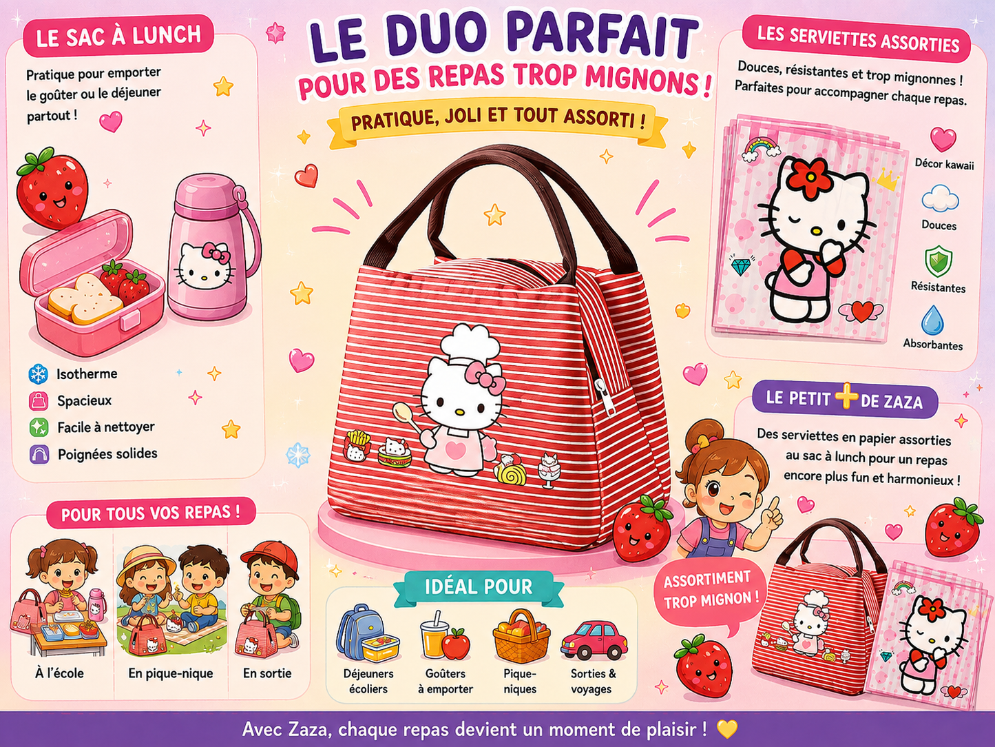 Kit Lunch Hello Kitty - 5 pièces
