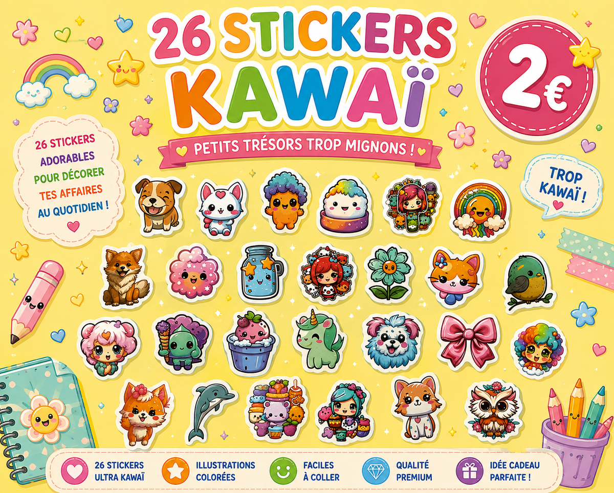 26 stickers Kawaï