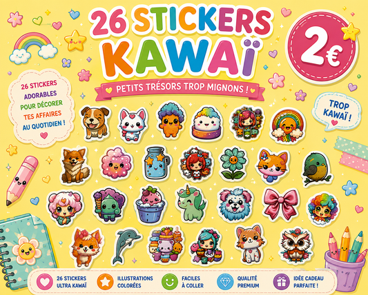 26 stickers Kawaï