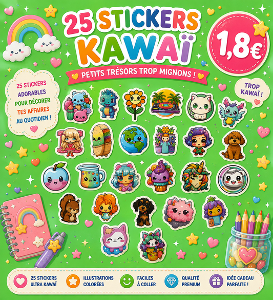 25 stickers Kawaï