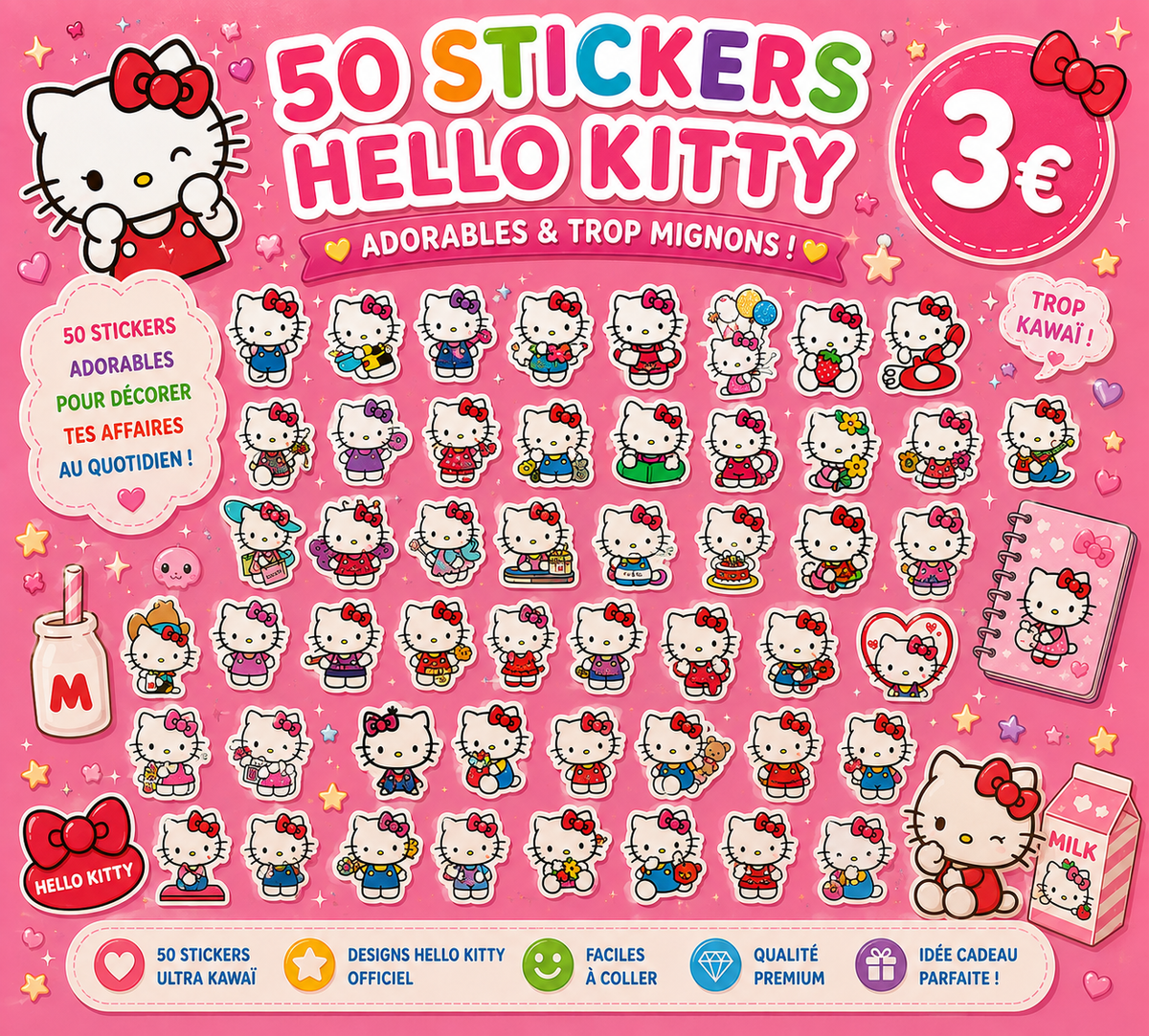 50 stickers Hello Kitty