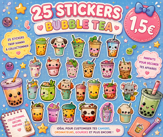 25 stickers Bubble tea