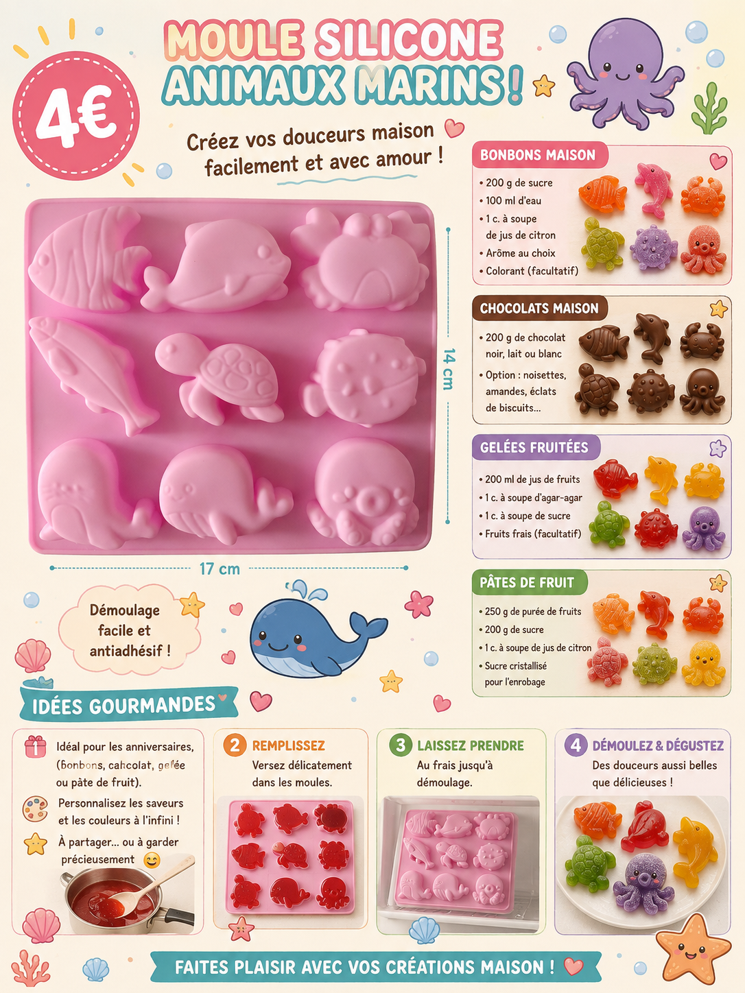 Moule silicone Animaux marins