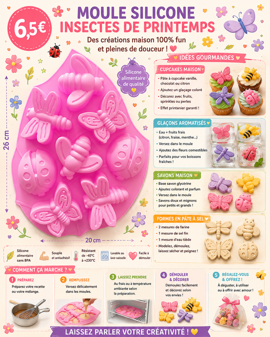 Grand moule silicone Insectes de Printemps