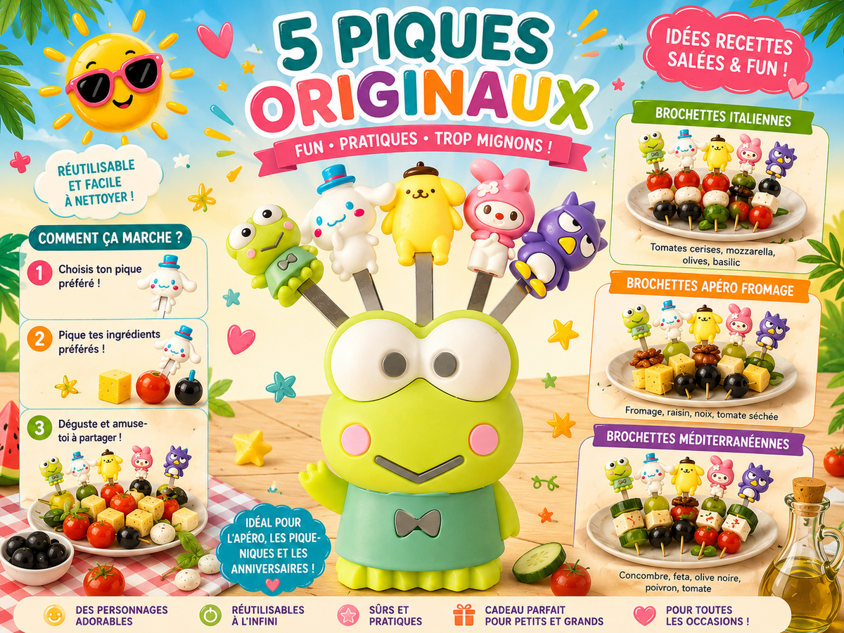 5 piques à fruits / fromages / légumes Keroppi Sanrio