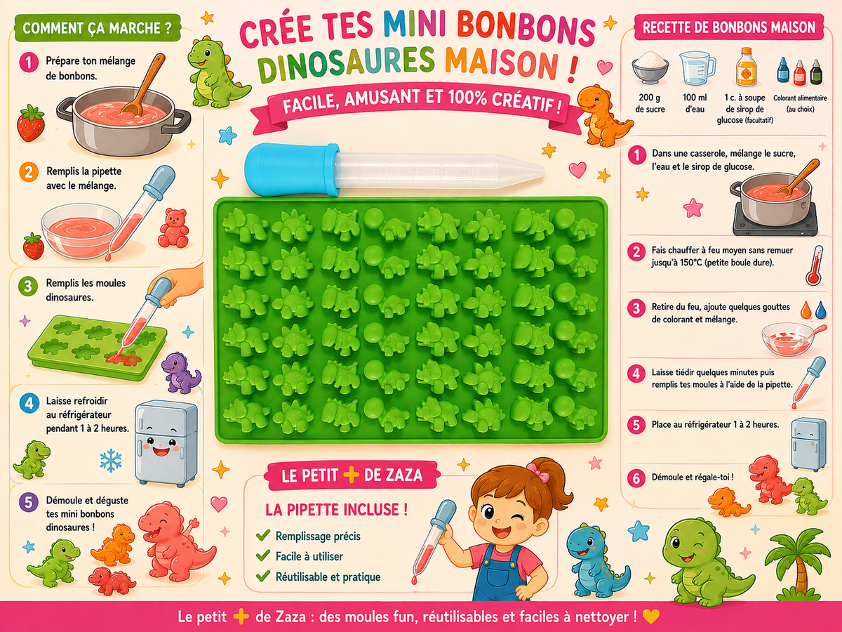 Moule silicone mini bonbons dinosaures 🦕