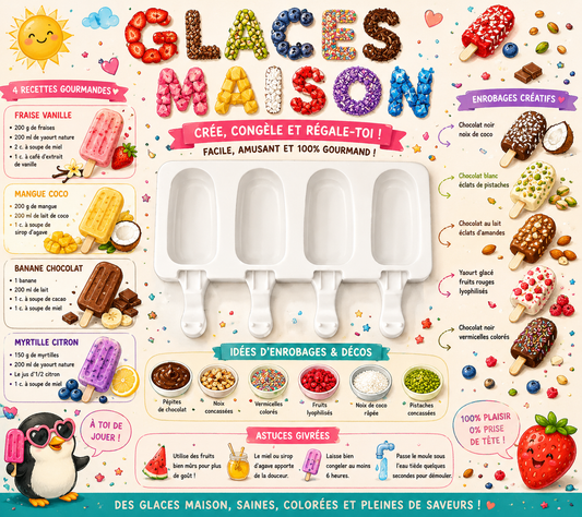 Moule à glaces Esquimaux + 4 batônnets réutilisables et lavables