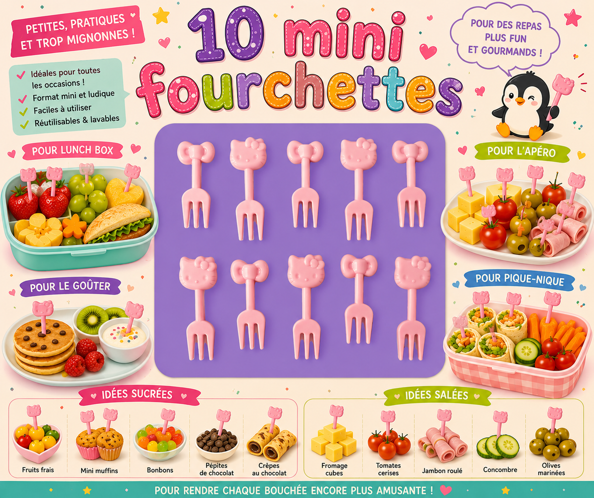 10 mini piques à fruits Hello Kitty