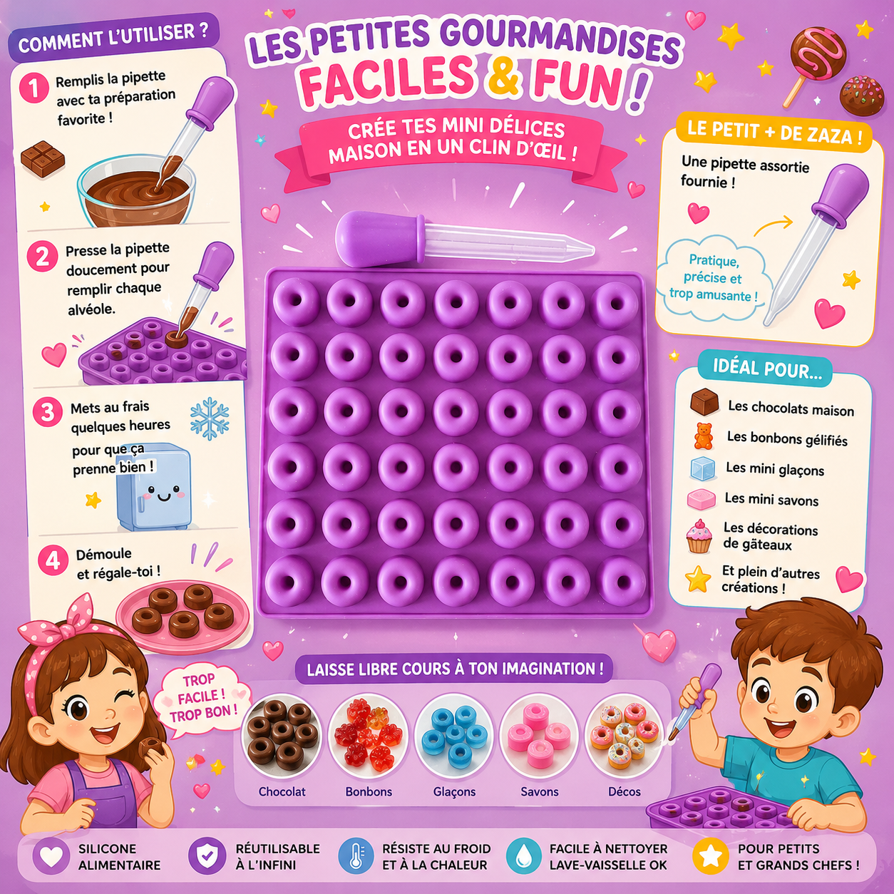Moule silicone mini beignets + 1 pipette