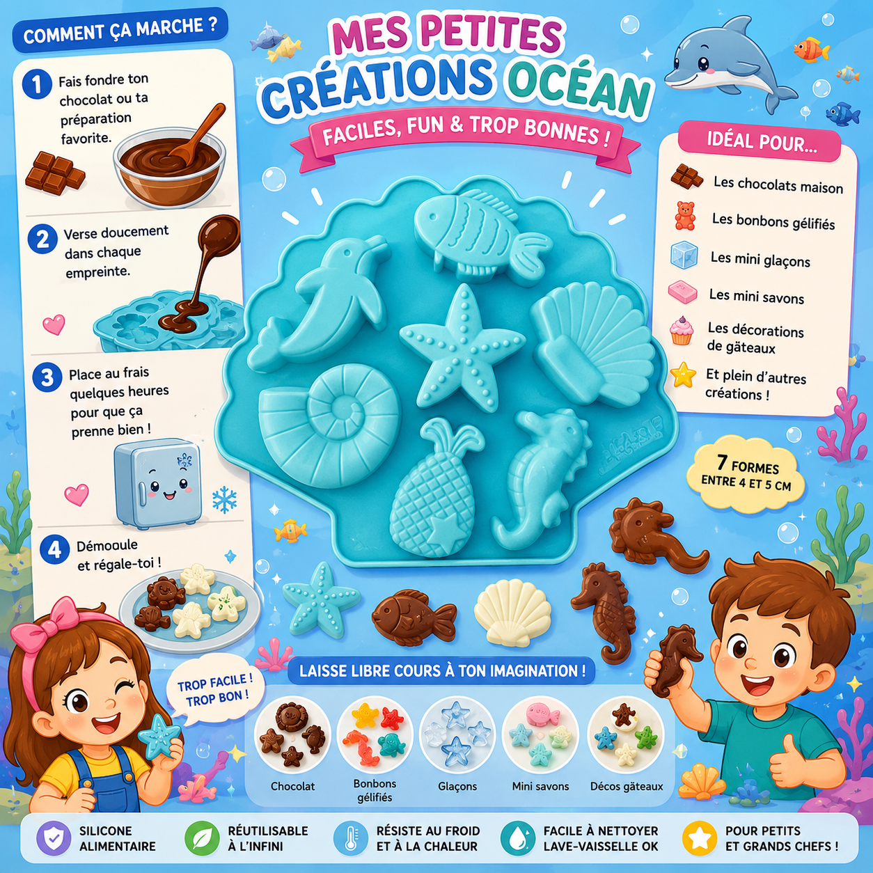 Moule silicone Coquillage bleu