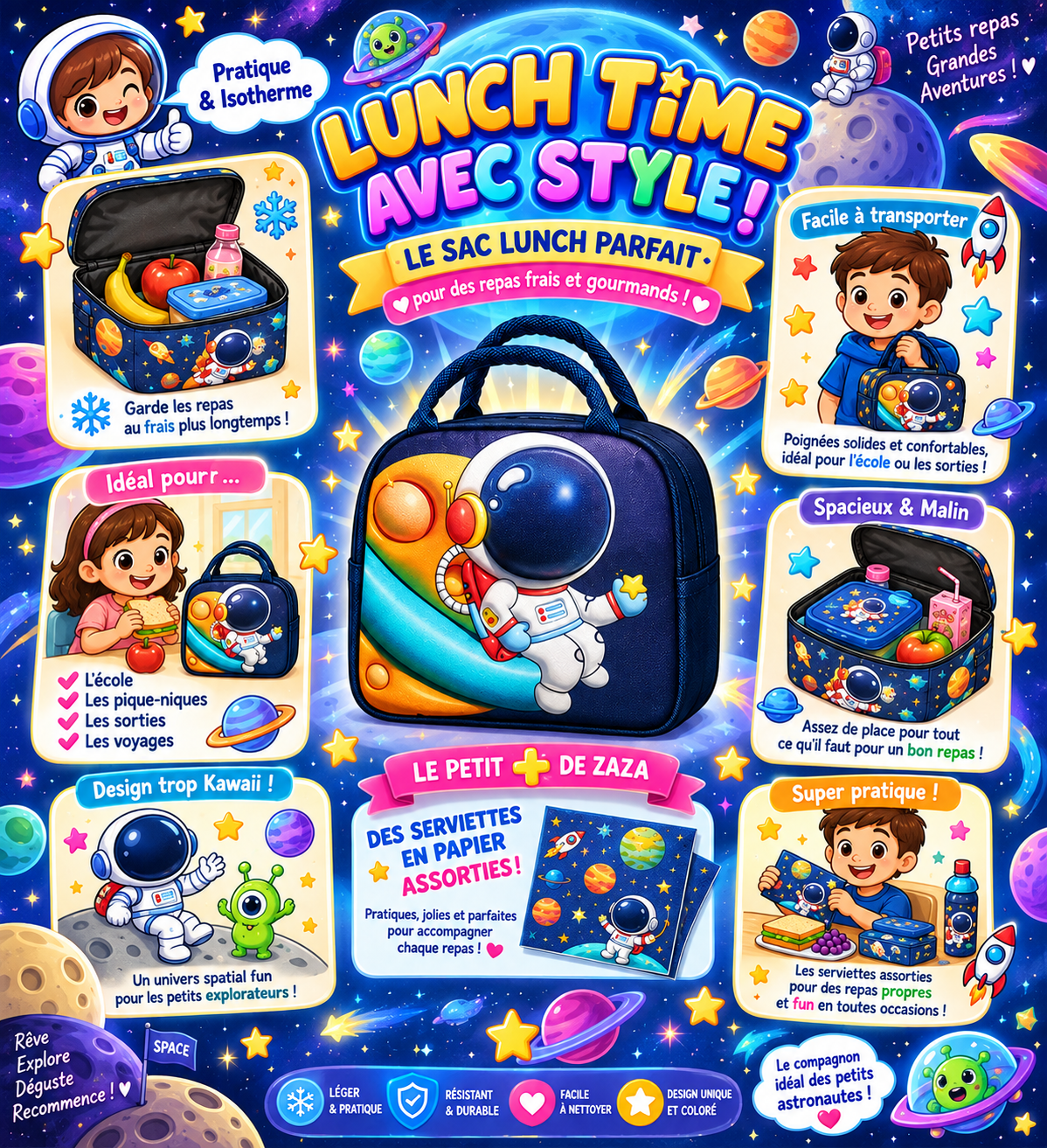 Kit lunch Espace - 5 pièces