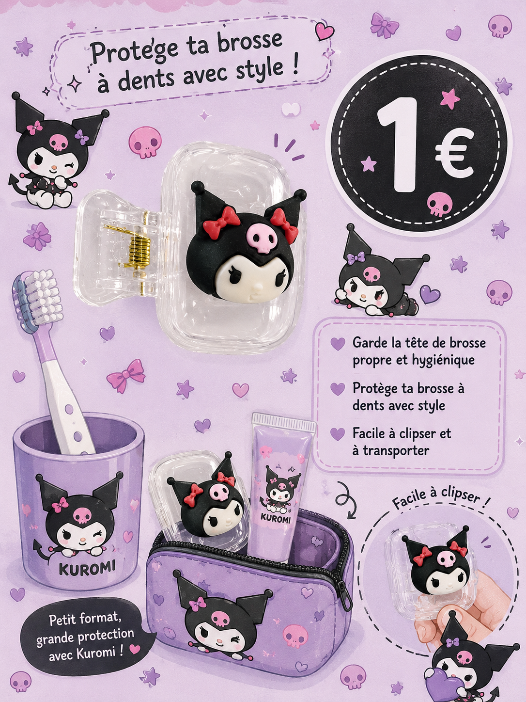 Protège brosse à dents Kuromi ( Hello Kitty and friends )