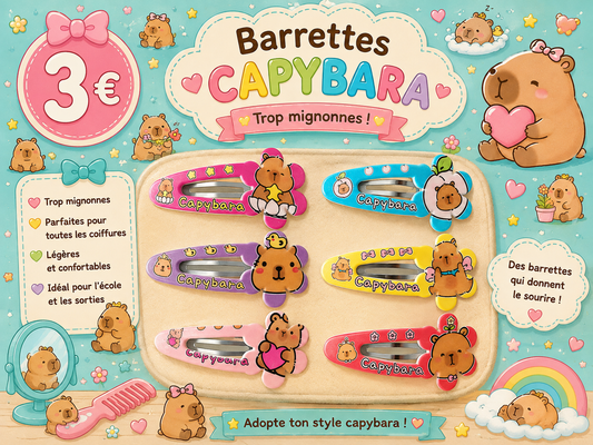 6 barrettes Capybara