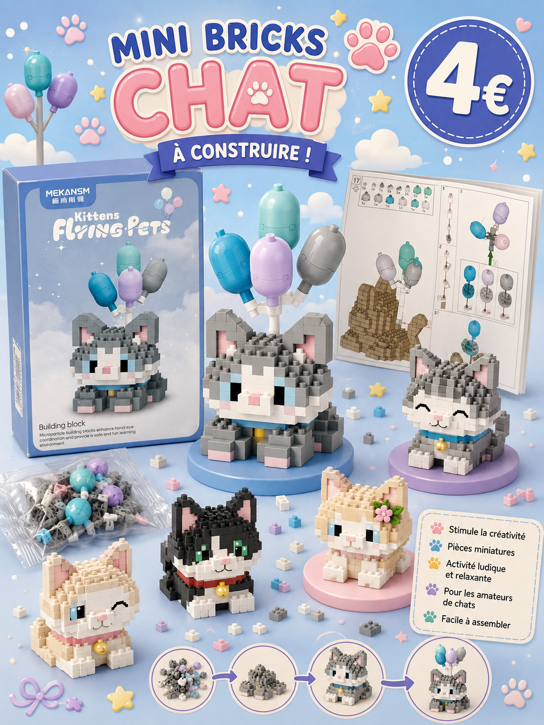 Mini bricks Chat gris