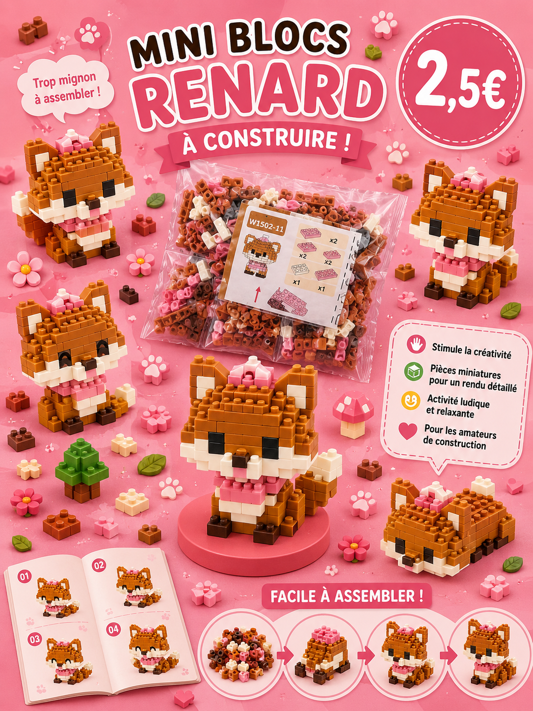 Mini bricks de construction P'tite Renarde