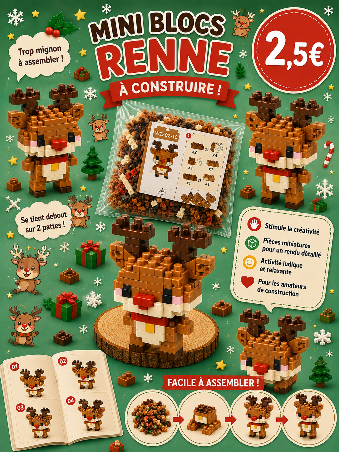 Mini bricks de construction P'tit Renne