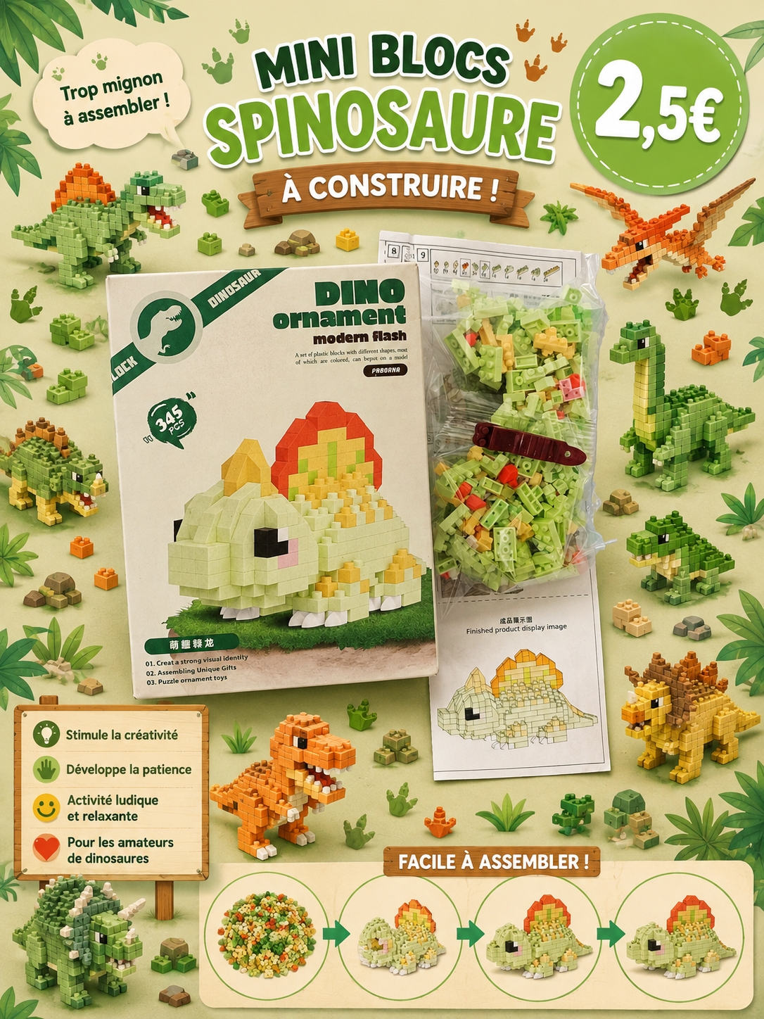 Mini bricks de construction Spinosaure