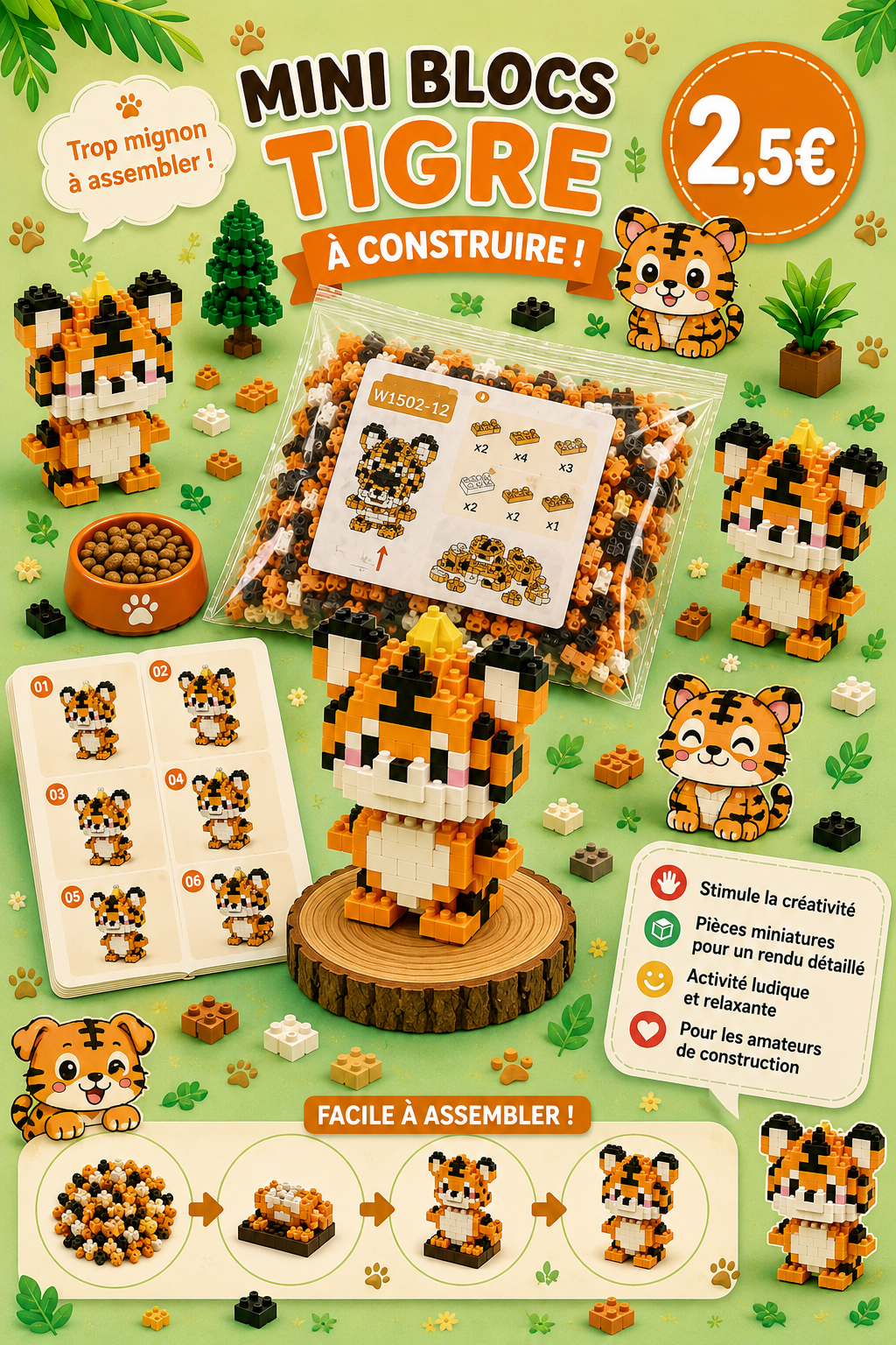 Mini bricks de construction P'tit Tigre