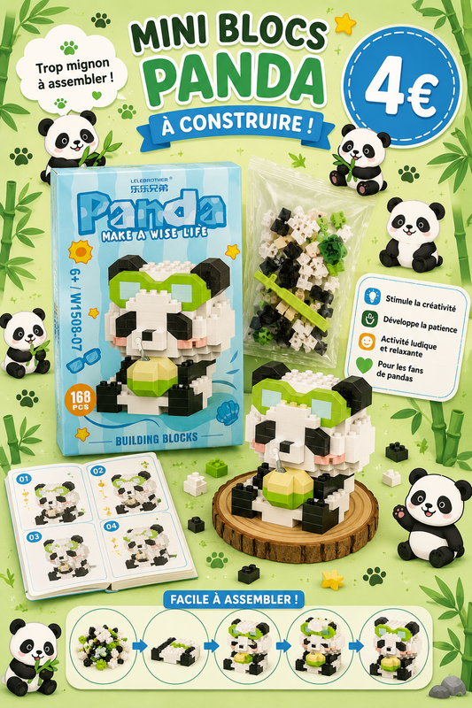 Mini bricks de construction Panda avec sa noix de coco