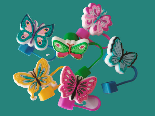 6 bouchons de pailles Papillons