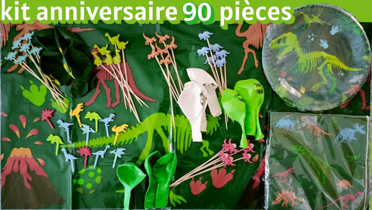 Kit anniversaire Dinosaures : 90 pièces