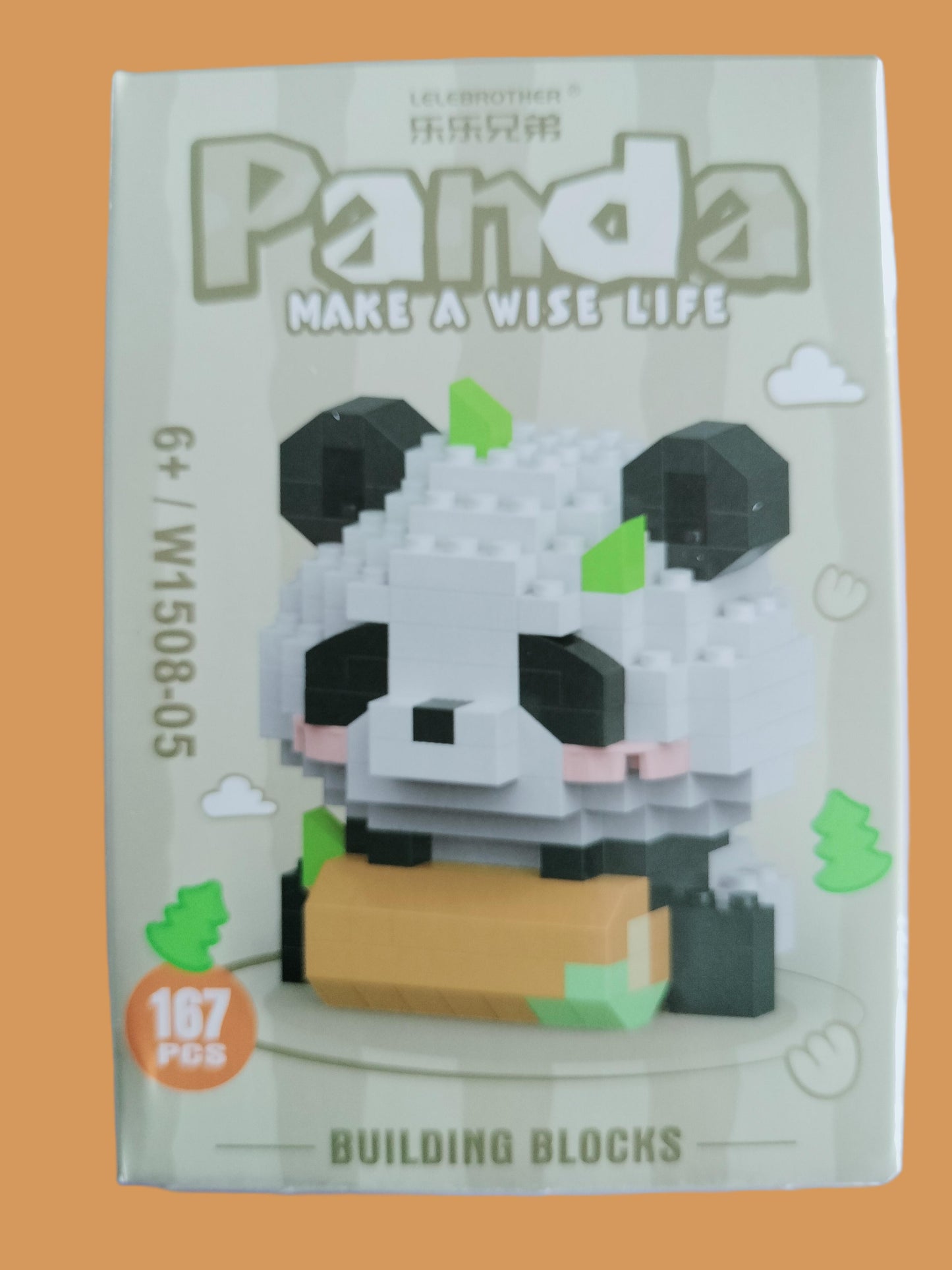 Mini bricks de construction Panda avec sa bûche