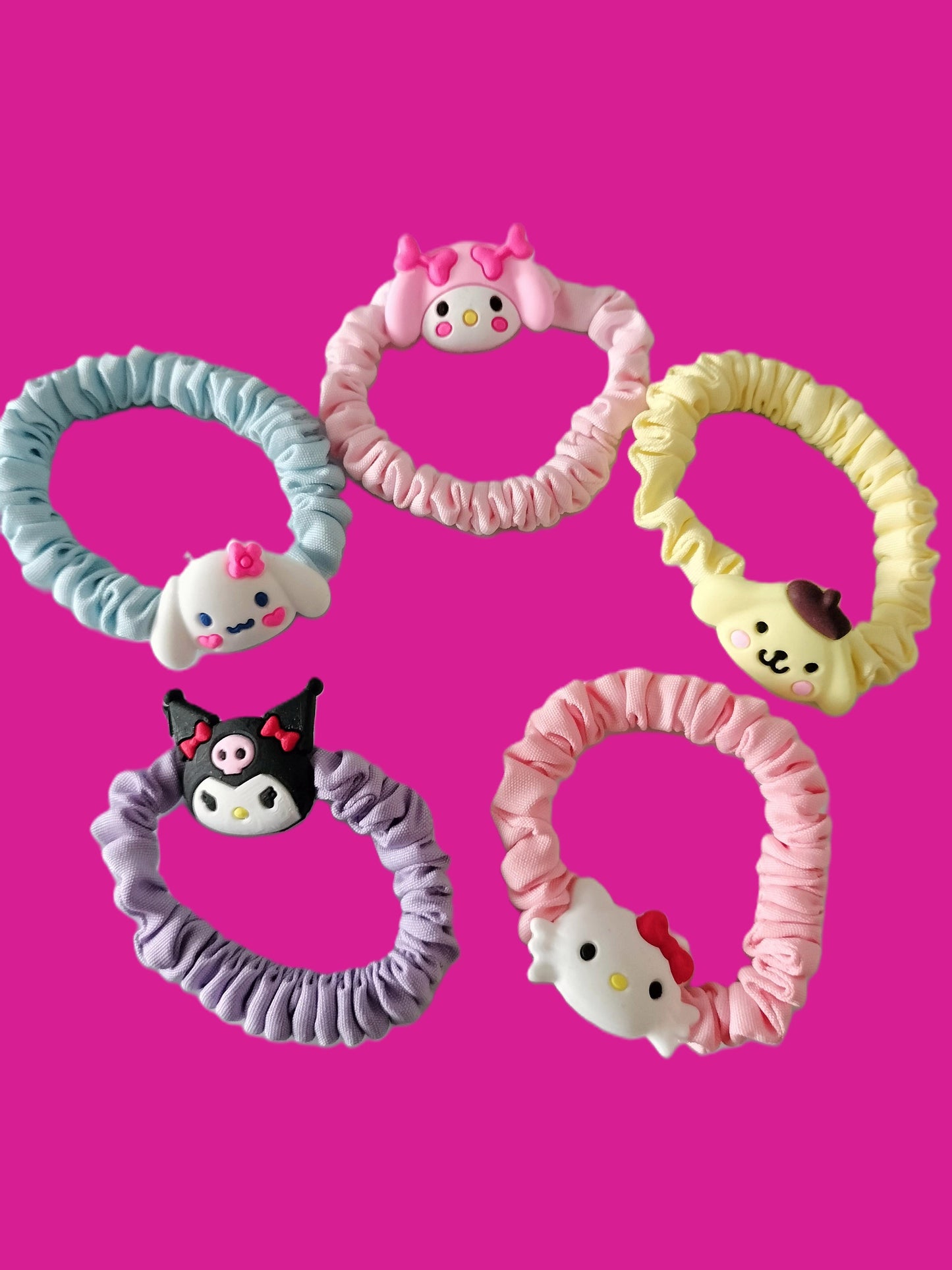 5 chouchous élastiques à cheveux Hello Kitty and friends
