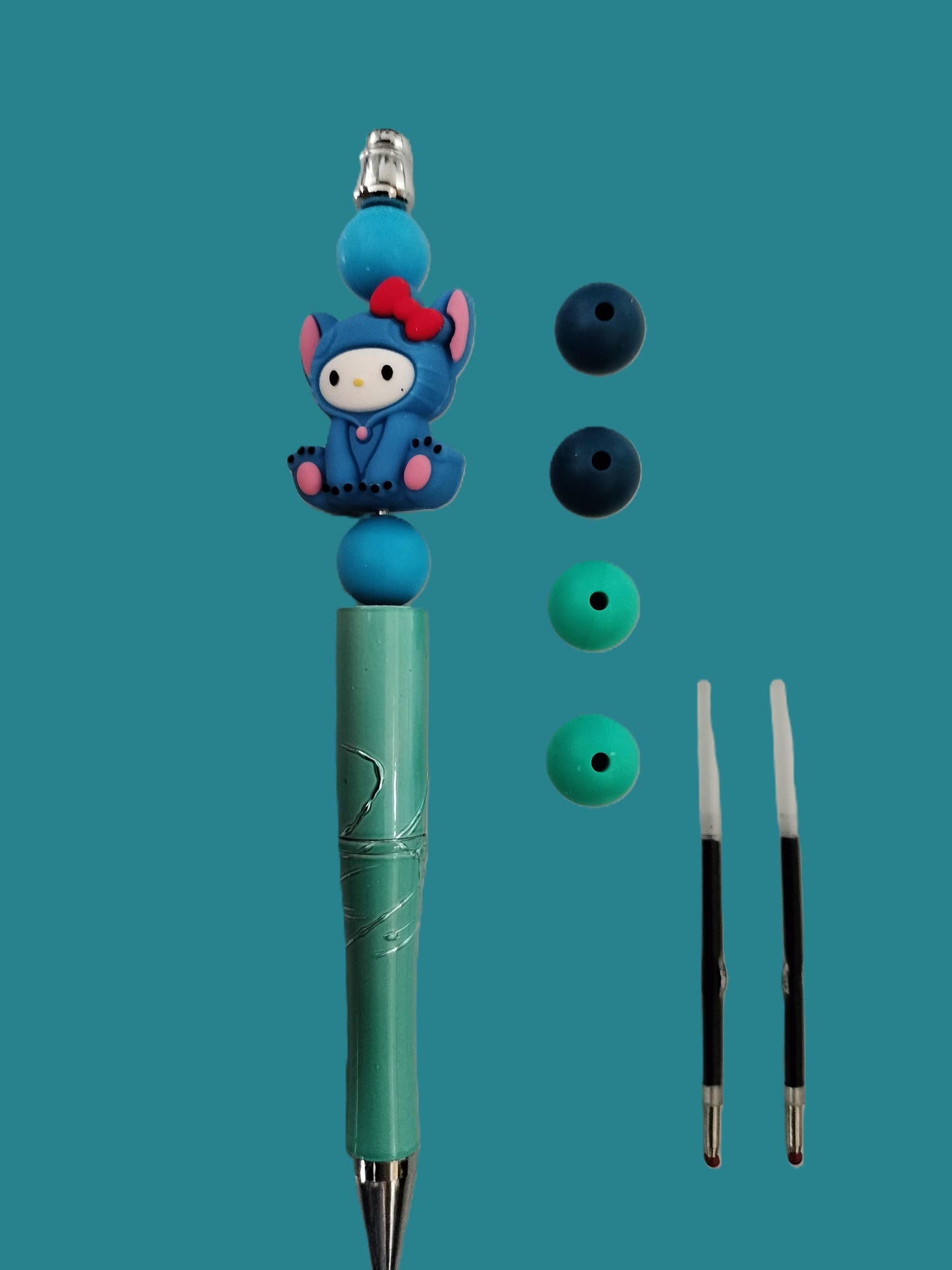 Stylo bille créatif Hello Kitty + 2 recharges d'encre
