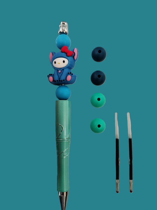 Stylo créatif Hello Kitty - 7 perles + 2 recharges d'encre