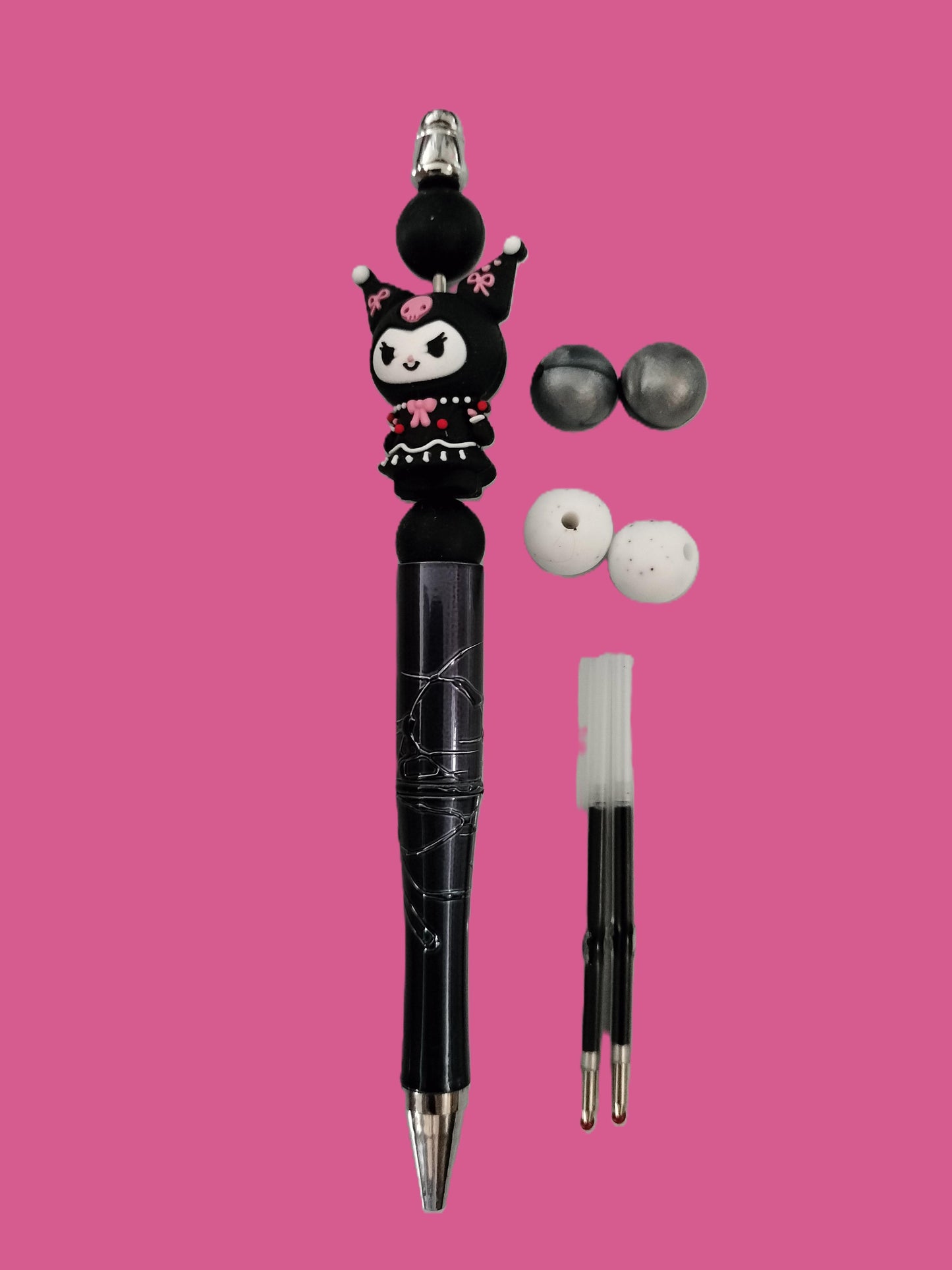 Stylo bille créatif Kuromi + 2 recharges d'encre