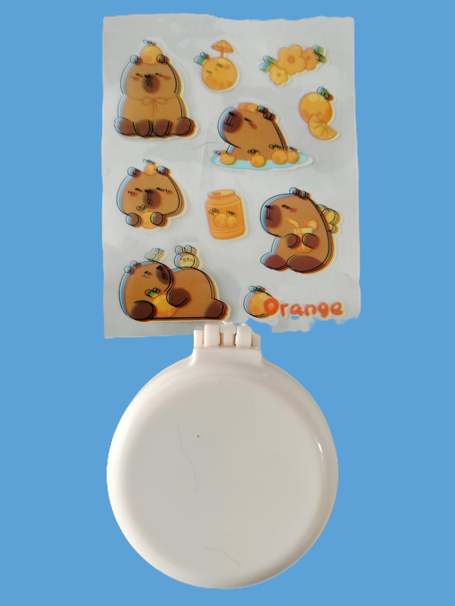 Mini brosse à cheveux de poche Capybara à personnaliser ( autocollants inclus )
