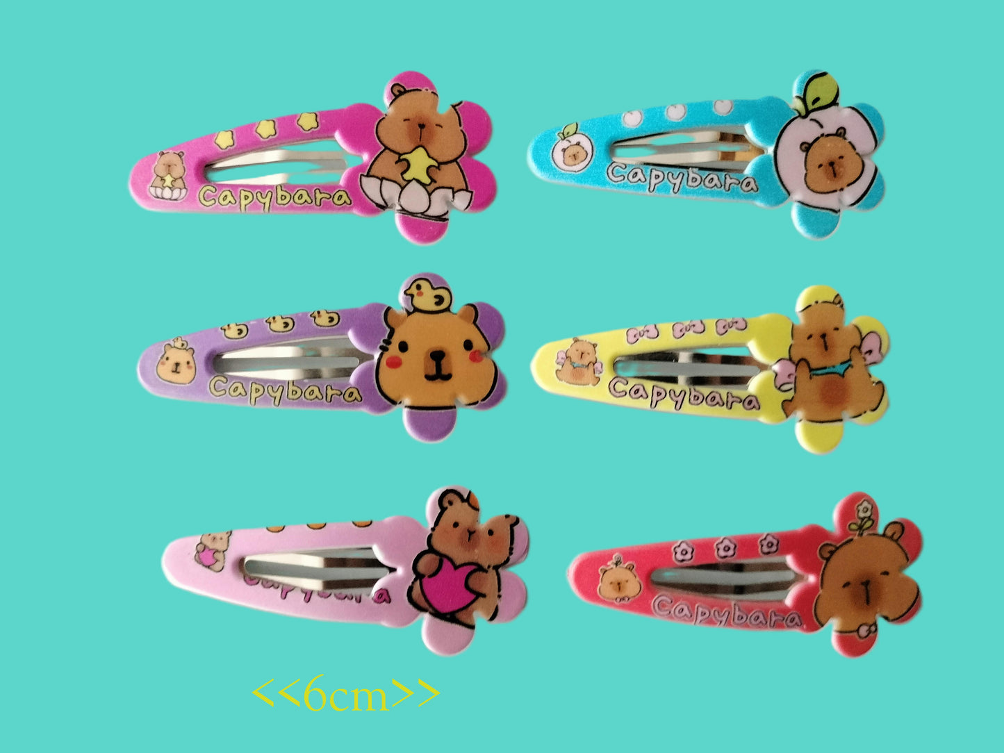 6 barrettes Capybara
