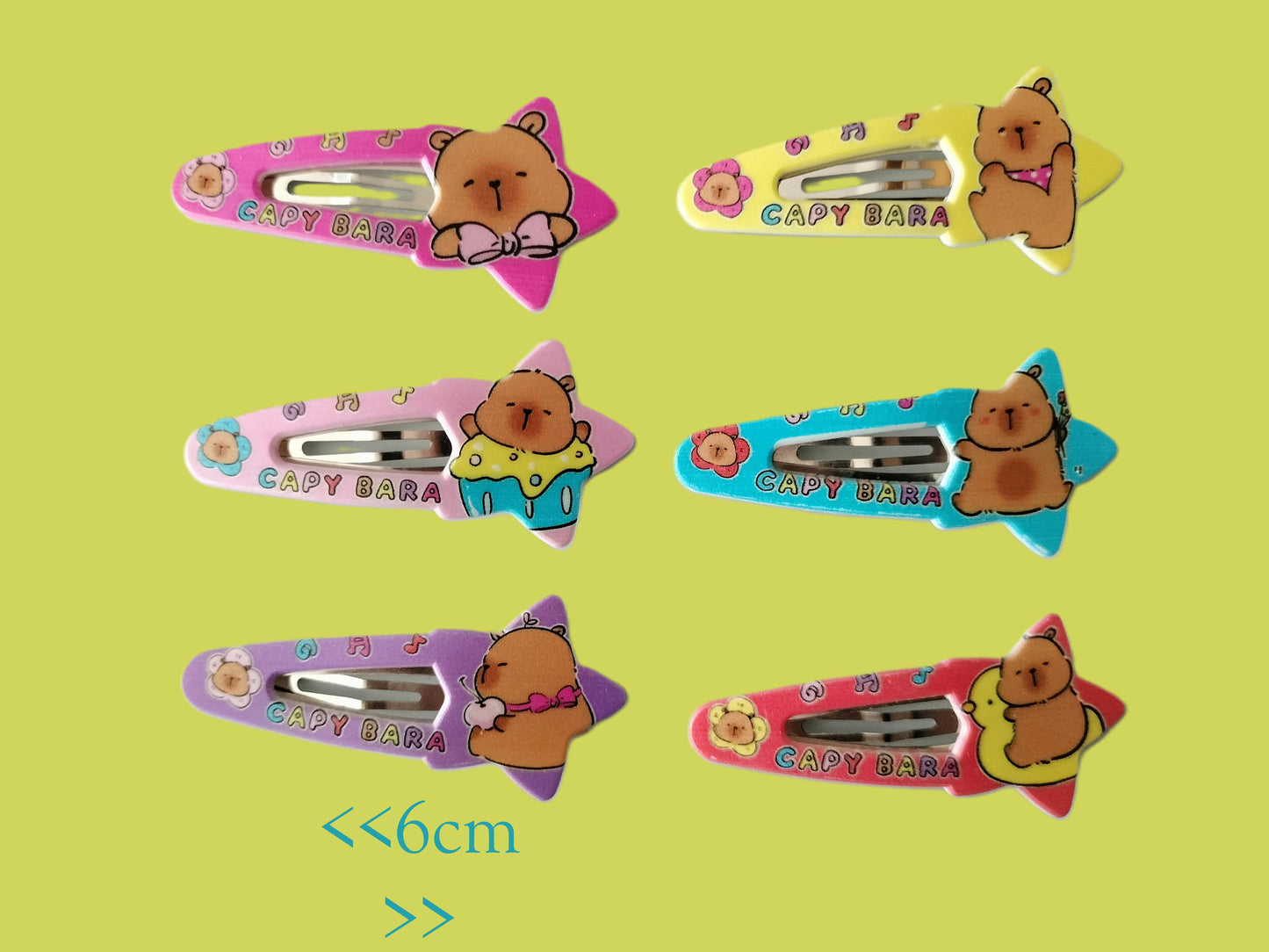 6 barrettes Capybara