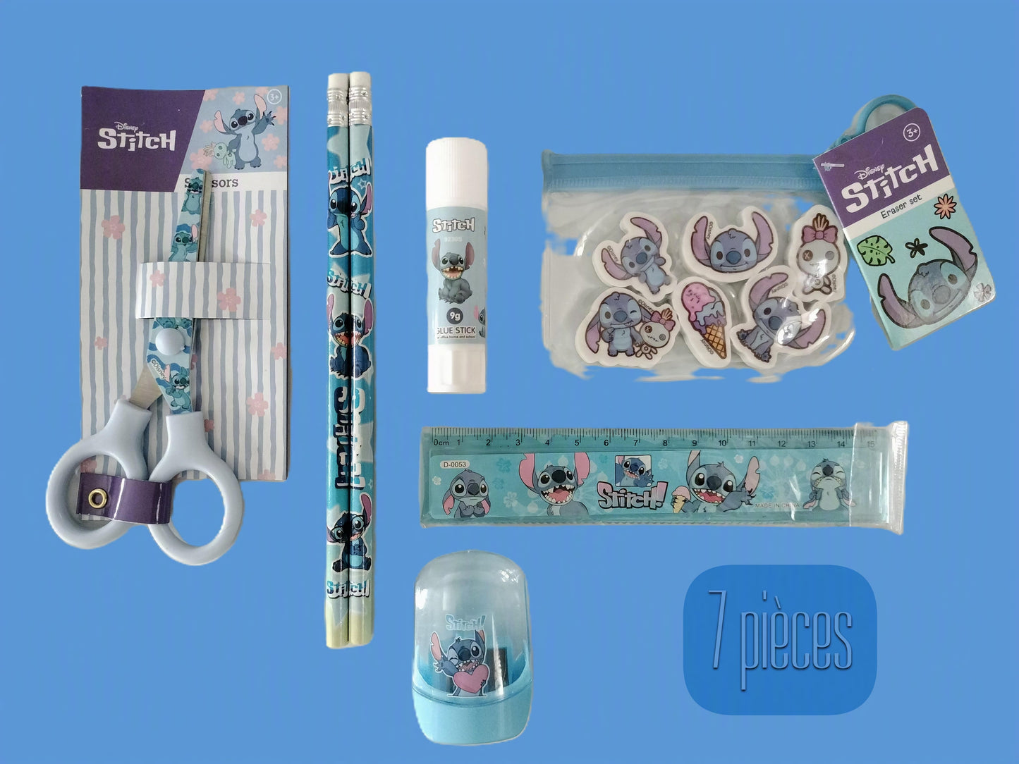 Kit papeterie Stitch  - 7 pièces