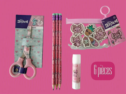Kit papeterie Angel & Stitch - 6 pièces