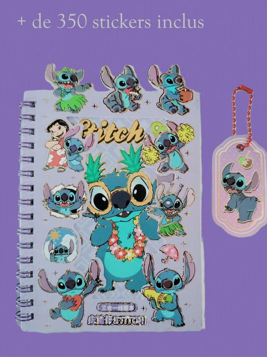 Carnet Stitch 8 pages à petits carreaux + 16 pages de stickers ( + de 350 stickers )