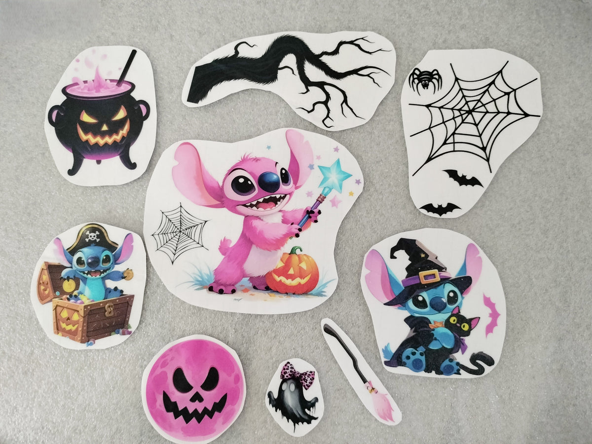 Décos vitro- statiques Stitch & Angel Halloween
