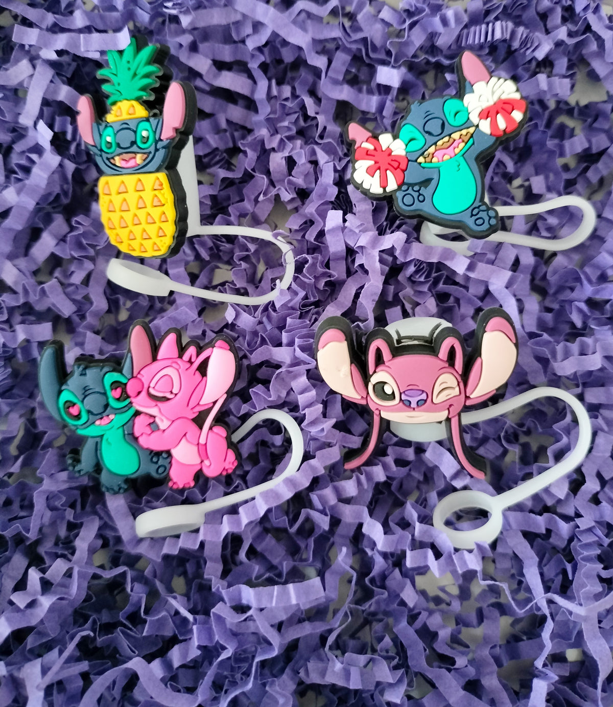 4 bouchons de pailles Stitch & Angel