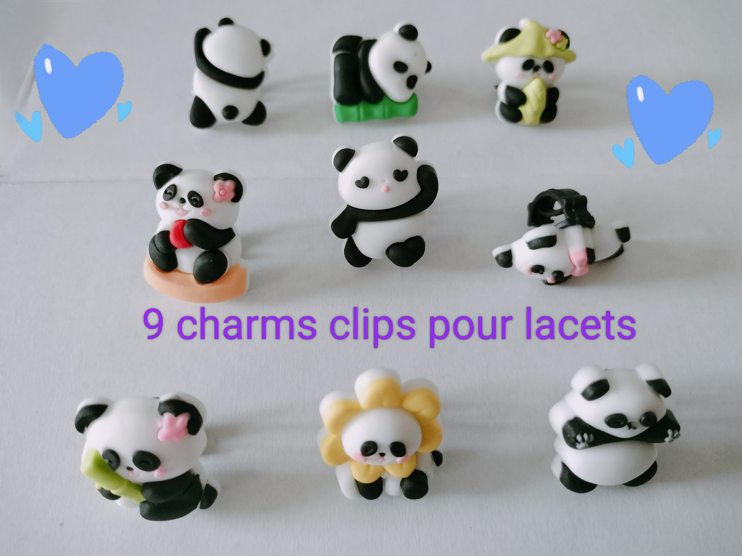 9 charms pour lacets Pandas