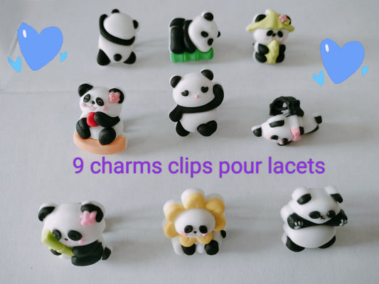 9 charms pour lacets Pandas