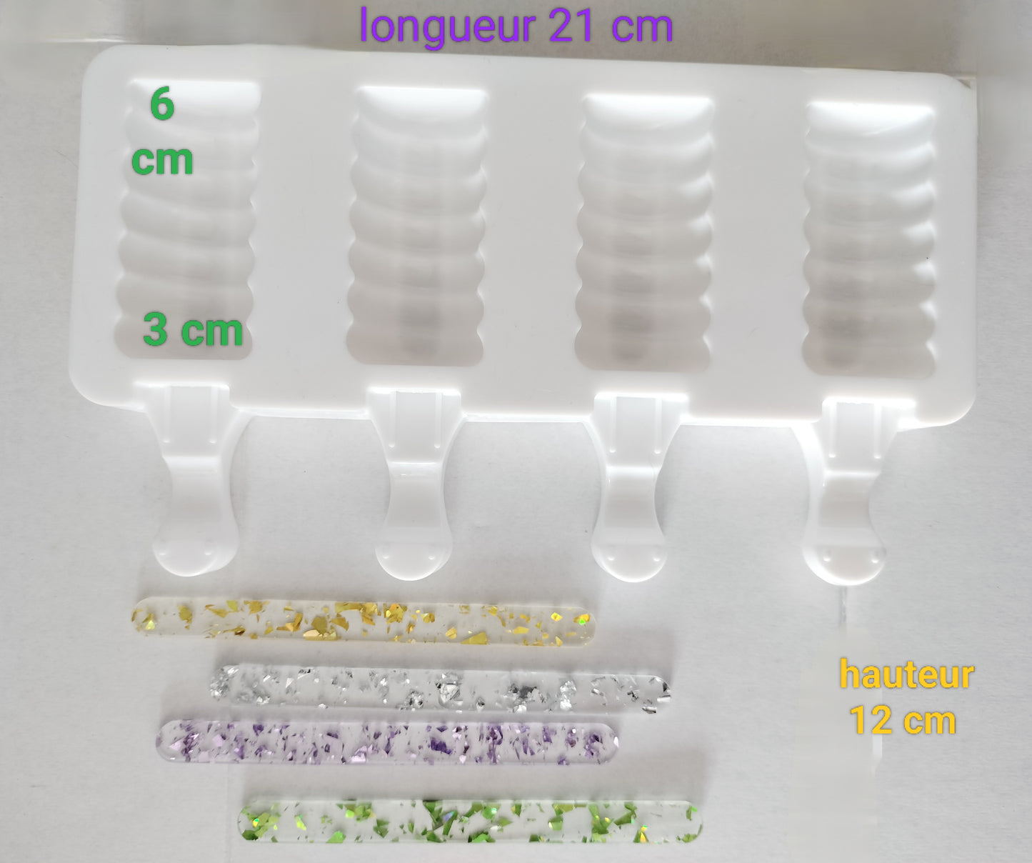 Moule à glaces forme Spirale + 3 batônnets réutilisables et lavables