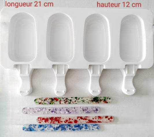 Moule à glaces Esquimaux + 4 batônnets réutilisables et lavables